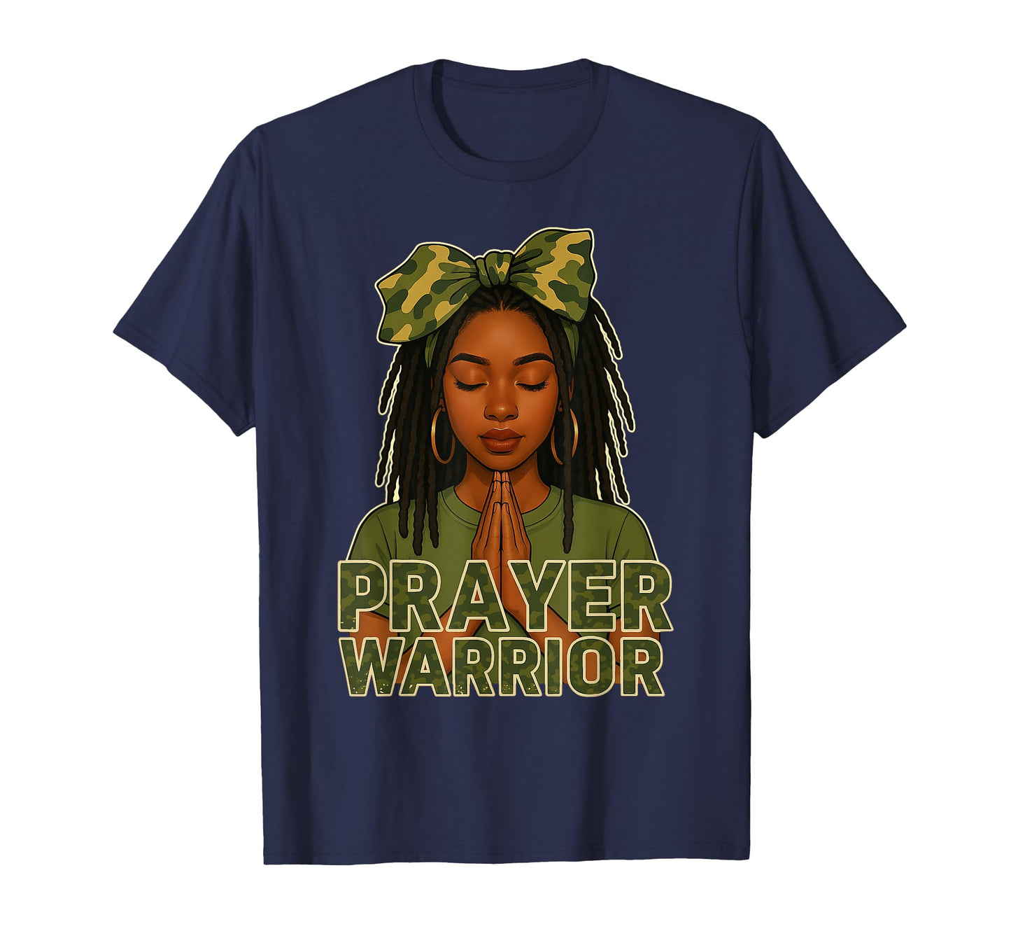Prayer Warrior Locs Christian Black Woman Camo Bandana T-Shirt