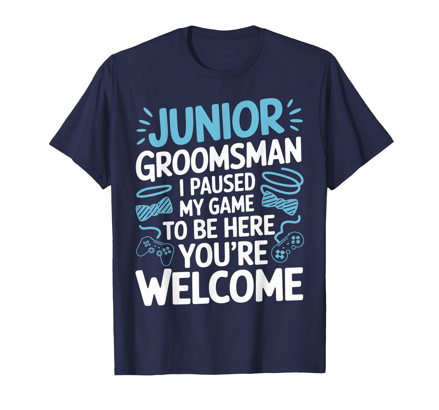 I Paused My Game Wedding Party Bow Tie Cute Junior Groomsman T-Shirt