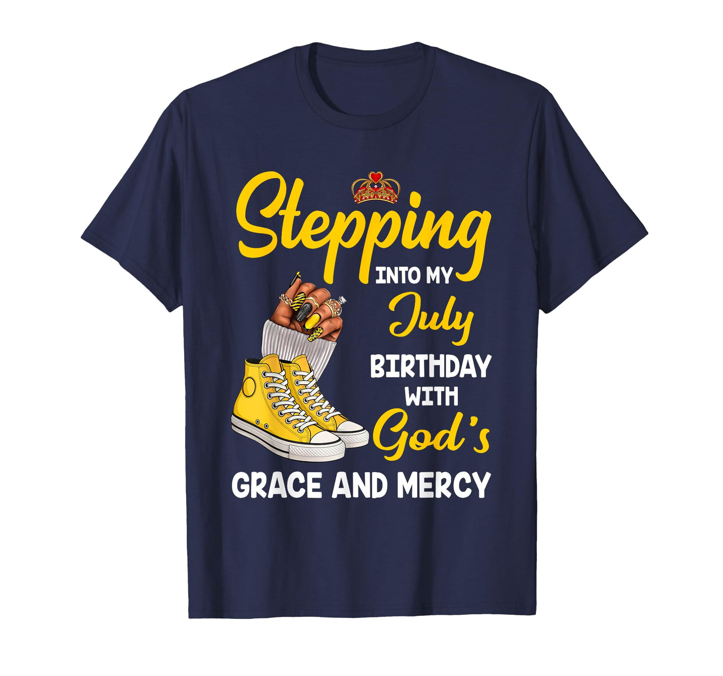Stepping Into My July Birthday Queen Melanin Afro Woman T-Shirt
