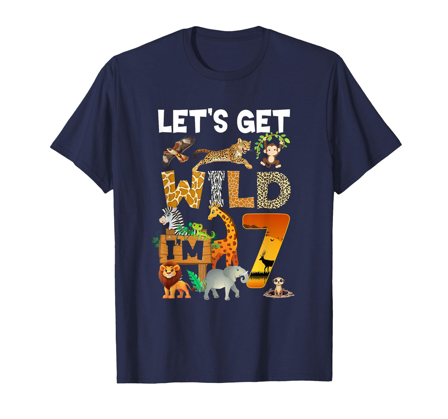 7 Year Old Zoo Birthday Safari Jungle Animal 7Th Bday T-Shirt