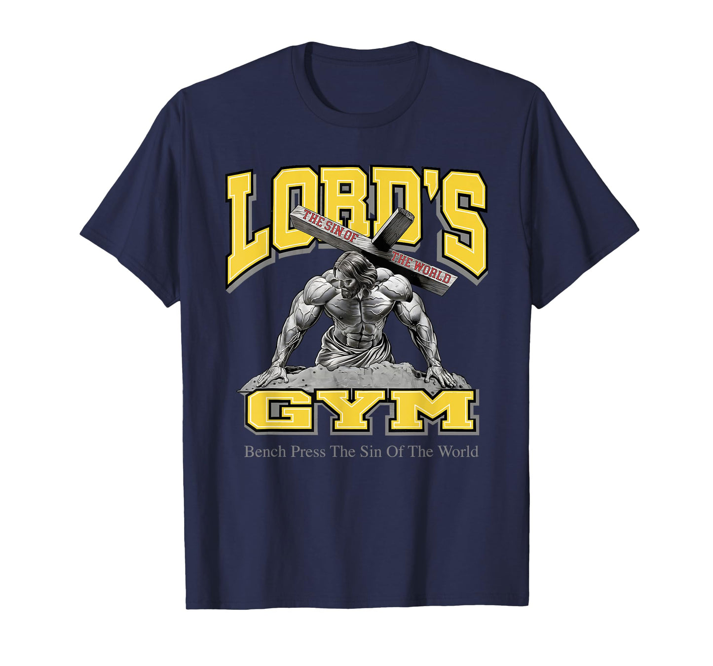 Lords Gym Jesus Vintage 90s Bench Press The Sin Of The World T-Shirt