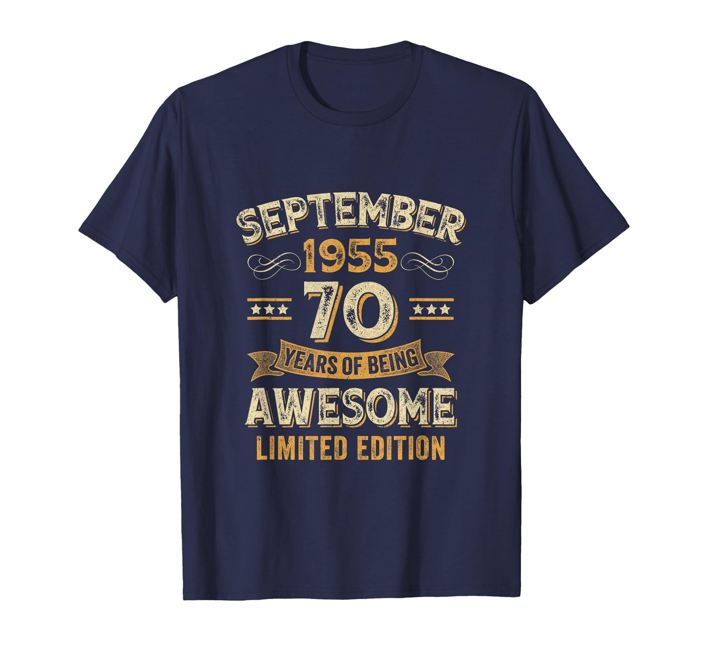 70 Years Awesome Vintage September 1955 70Th Birthday T-Shirt