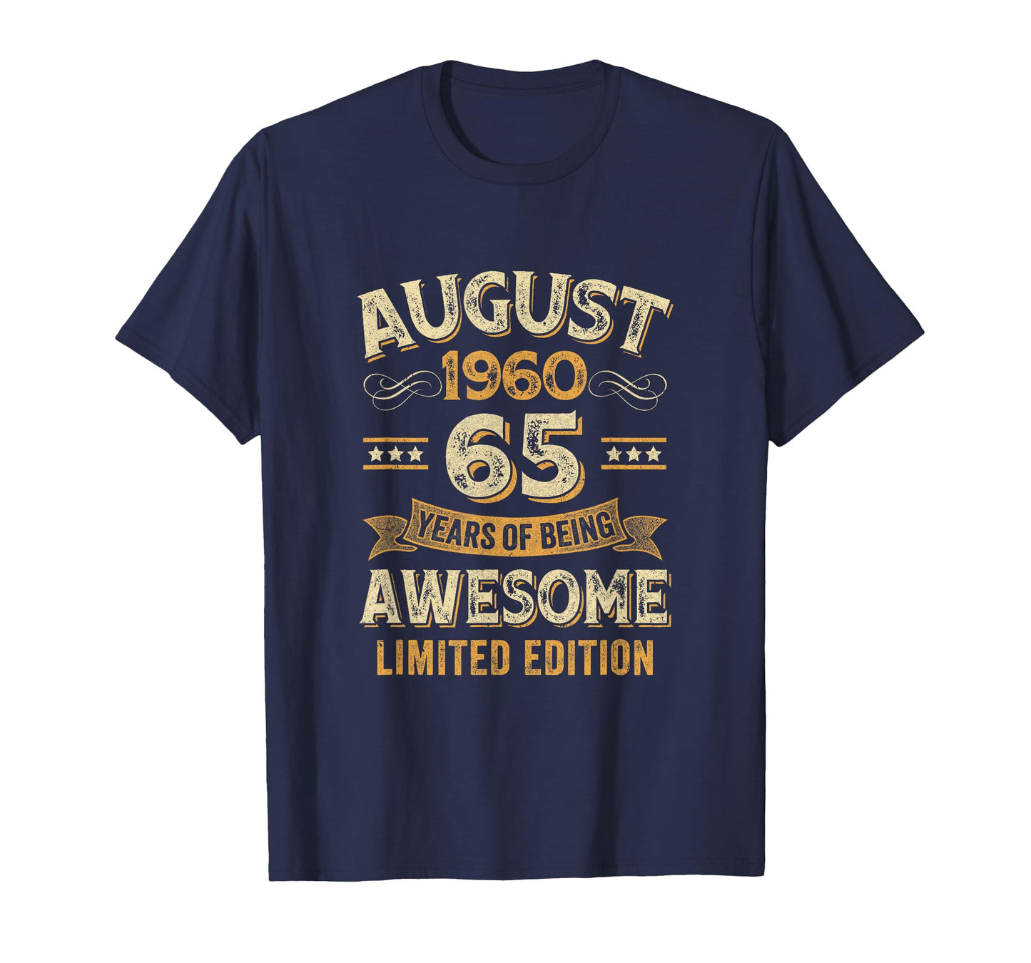 65 Years Awesome Vintage August 1960 65Th Birthday T-Shirt