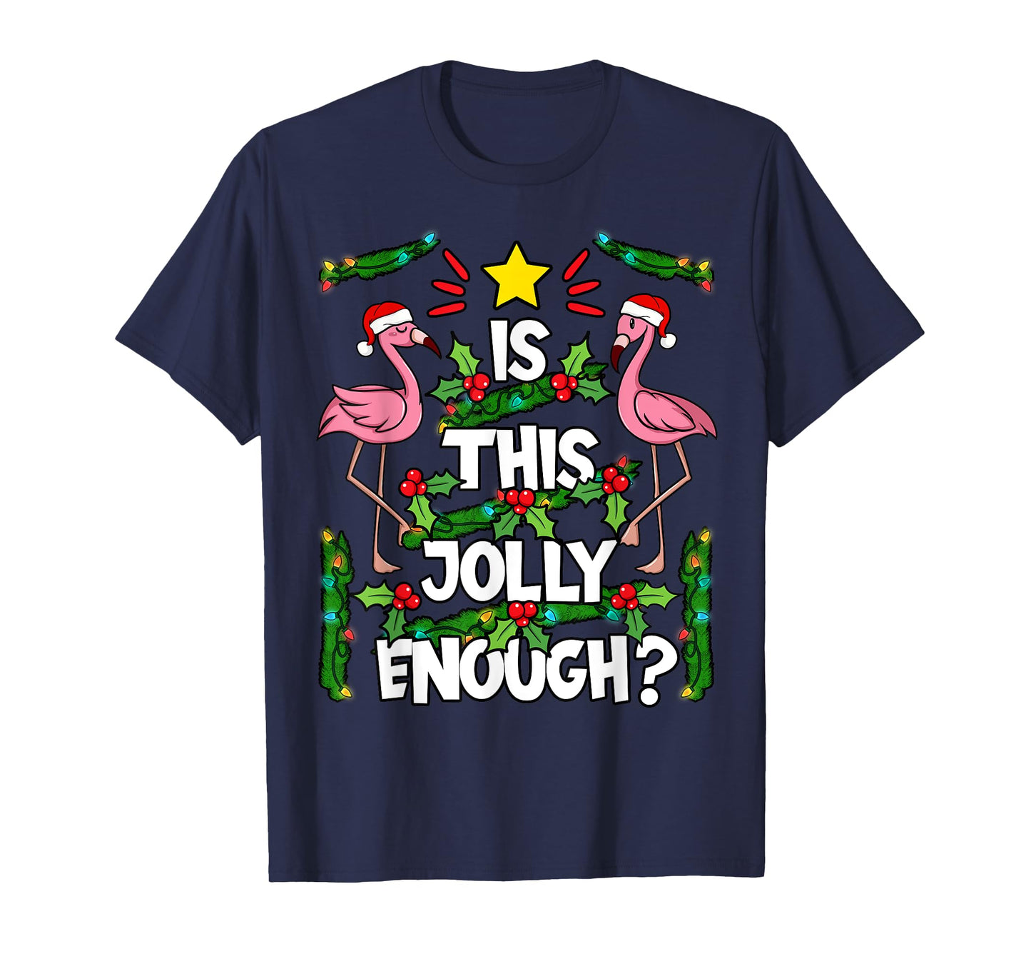 Christmas Tree Pink Flamingo Holiday Santa Hat Xmas T-Shirt