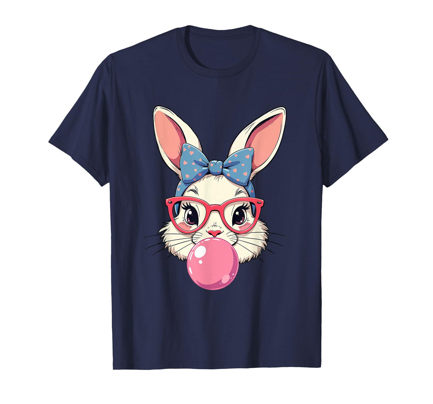 Cute Easter Day Bunny Face With Bandana Heart Glasses T-Shirt