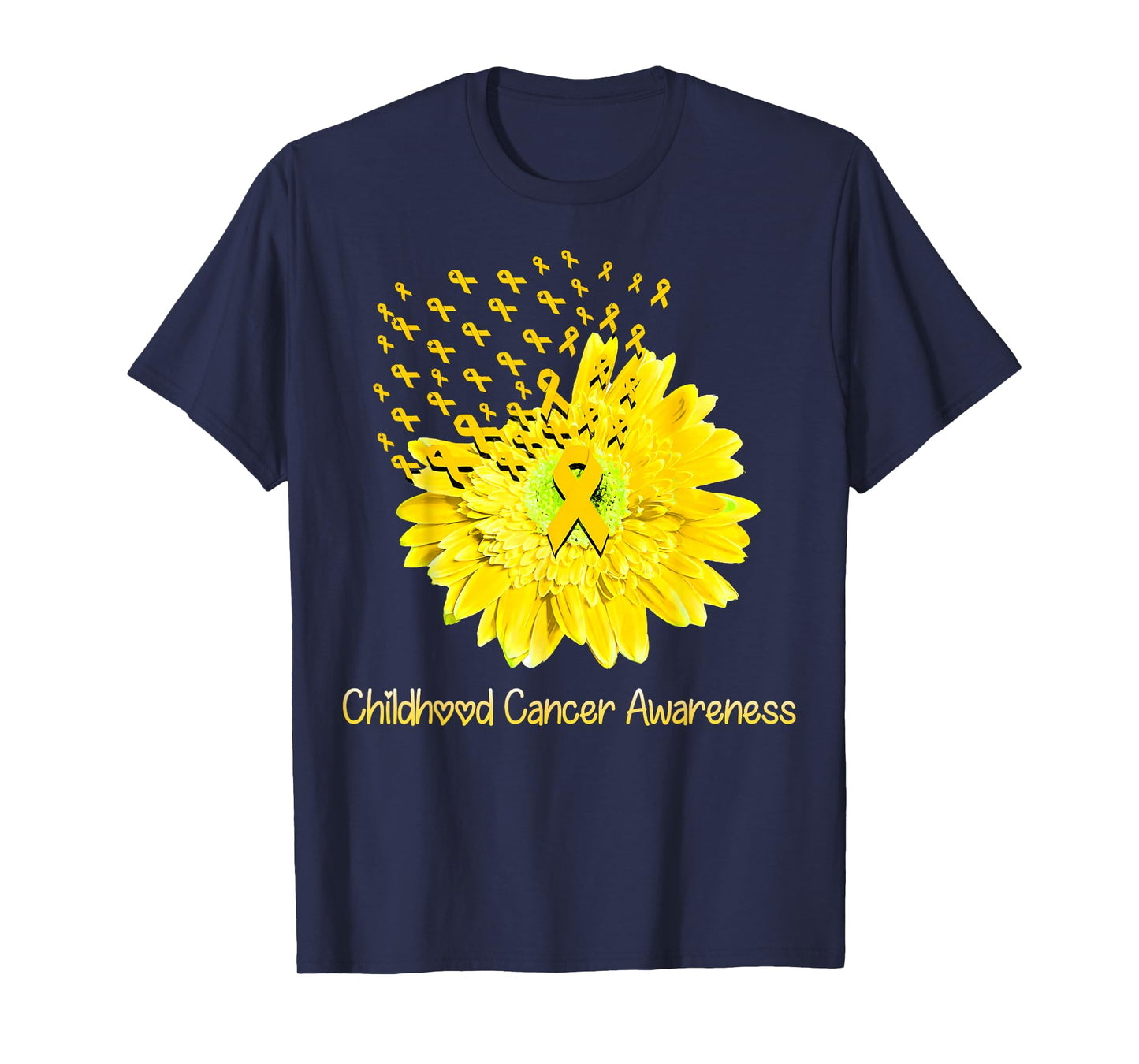 Faith Hope Love Gold Daisy Flower Childhood Cancer Awareness T-Shirt