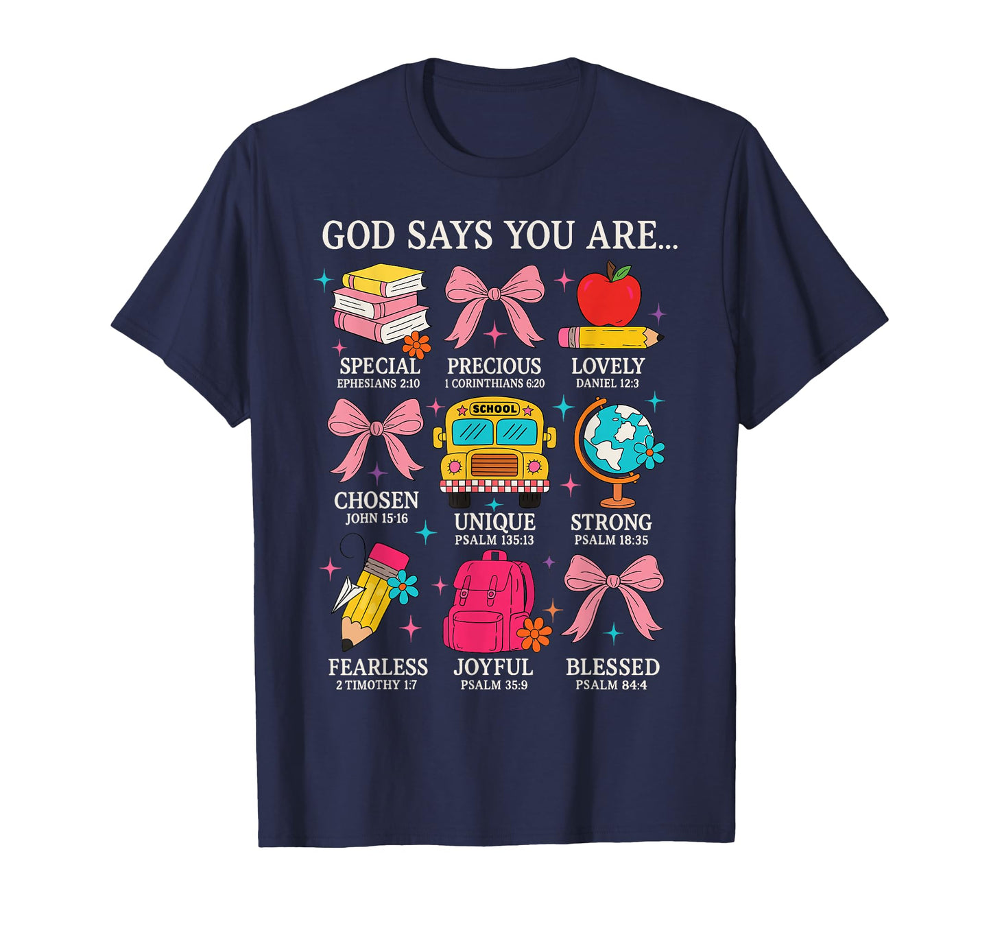 Teacher Christian God Says I Am Faith Religious Bible Verse T-Shirt