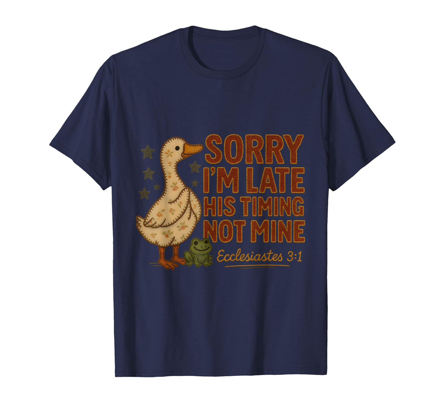 His Timing Not Mine Duck Frog Verse Funny Farm Retro T-Shirt