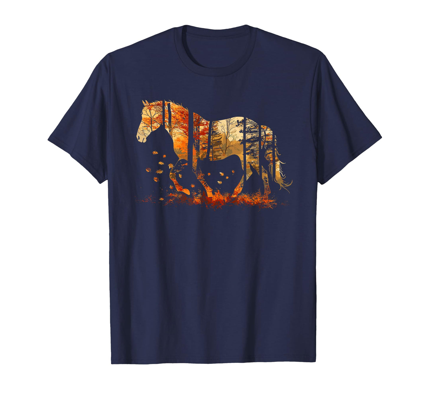 Cute Horse Lover Autumn Leaves Pony Animal Wildlife T-Shirt