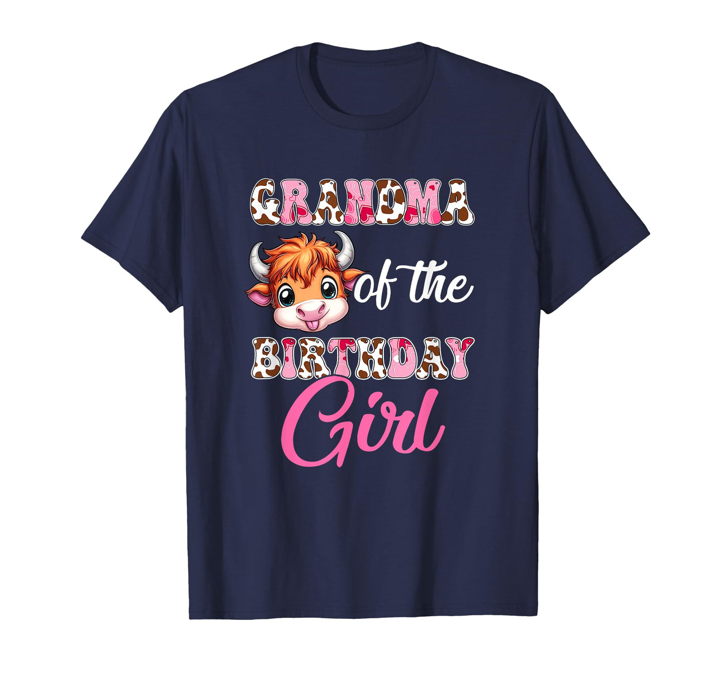 Grandma Of The Birthday Girl Highland Cow Farm 1St Birthday T-Shirt