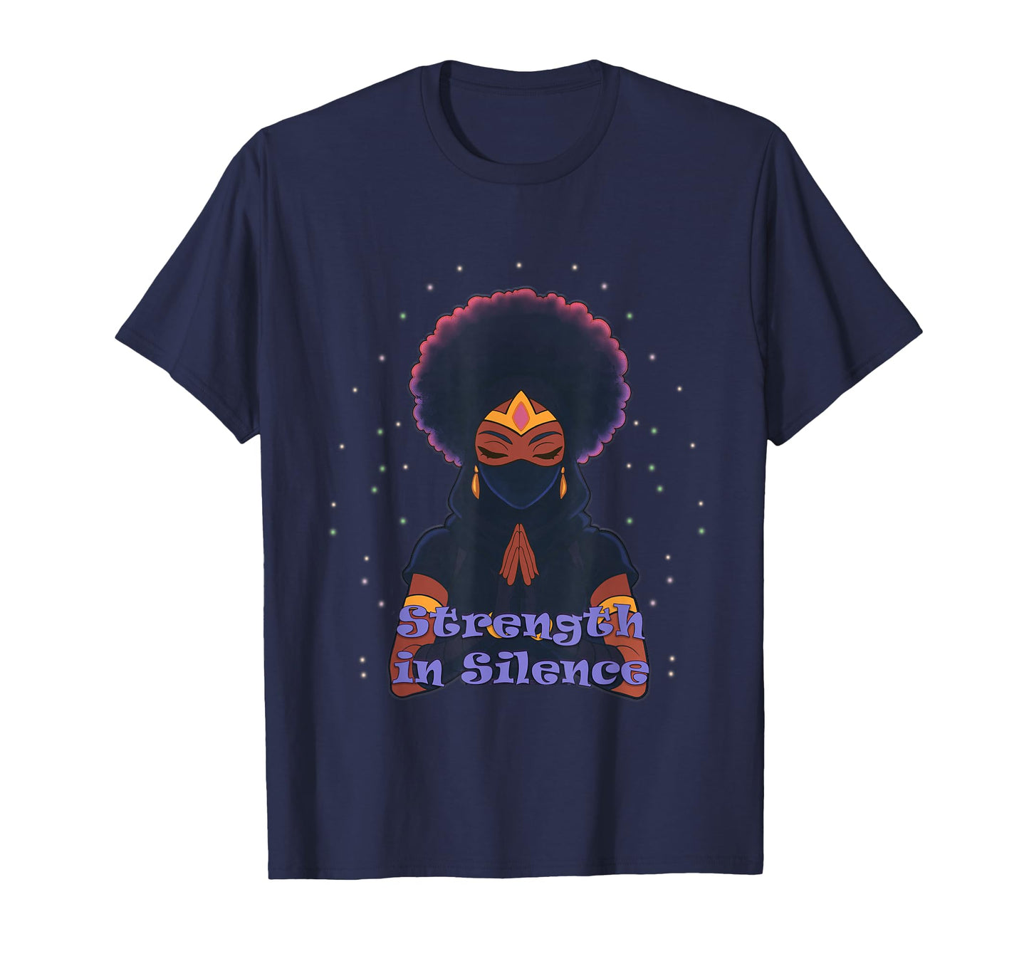 Strength in Silence | Afro Warrior Princess Praying Hands T-Shirt