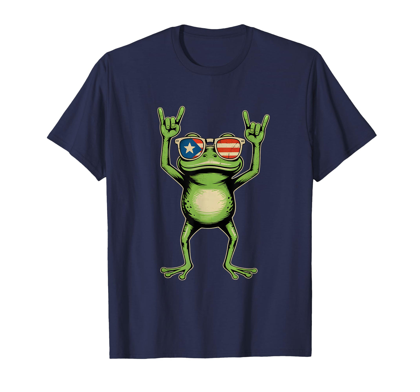 Retro Coquí Frog Puerto Rican Flag Rock Sign Puerto Rico T-Shirt