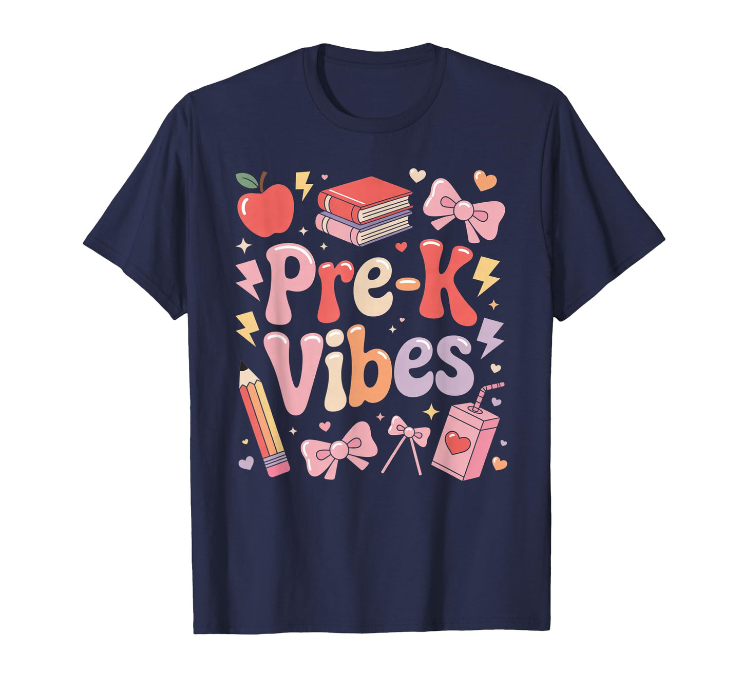 Pre-k Vibes Coquette Bow Back to School Teacher Prek T-Shirt