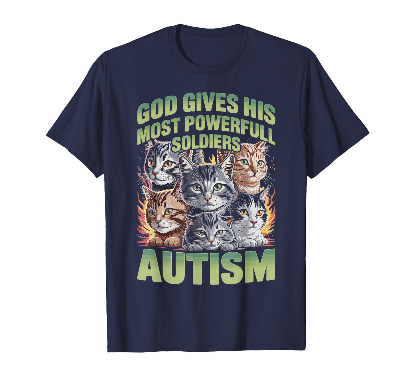 God Gives His Most Powerful Soldiers Autism Cat T-Shirt for Men Women