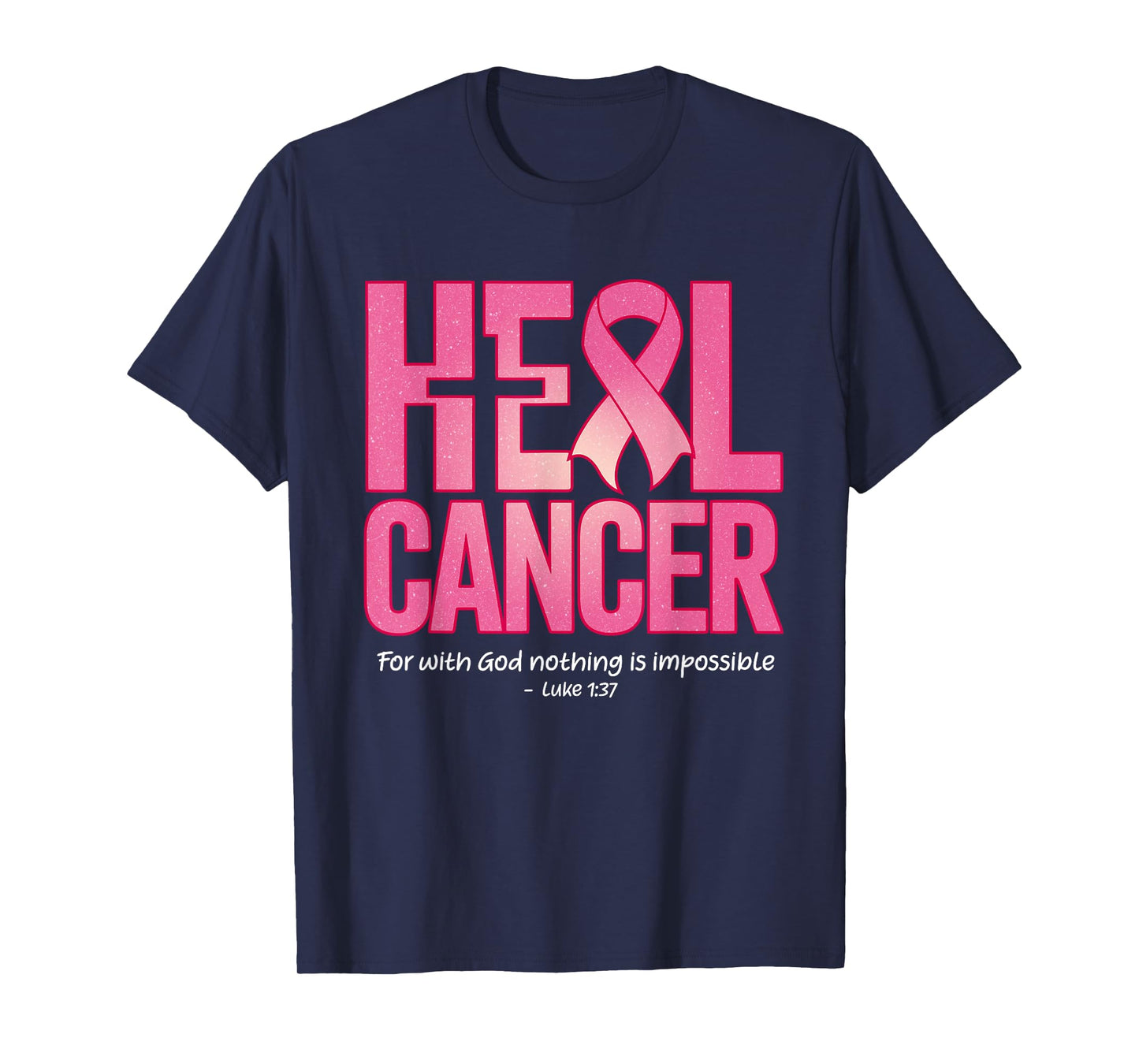 He Can Heal Cancer Pink Ribbon Breast Cancer Christian Women T-Shirt