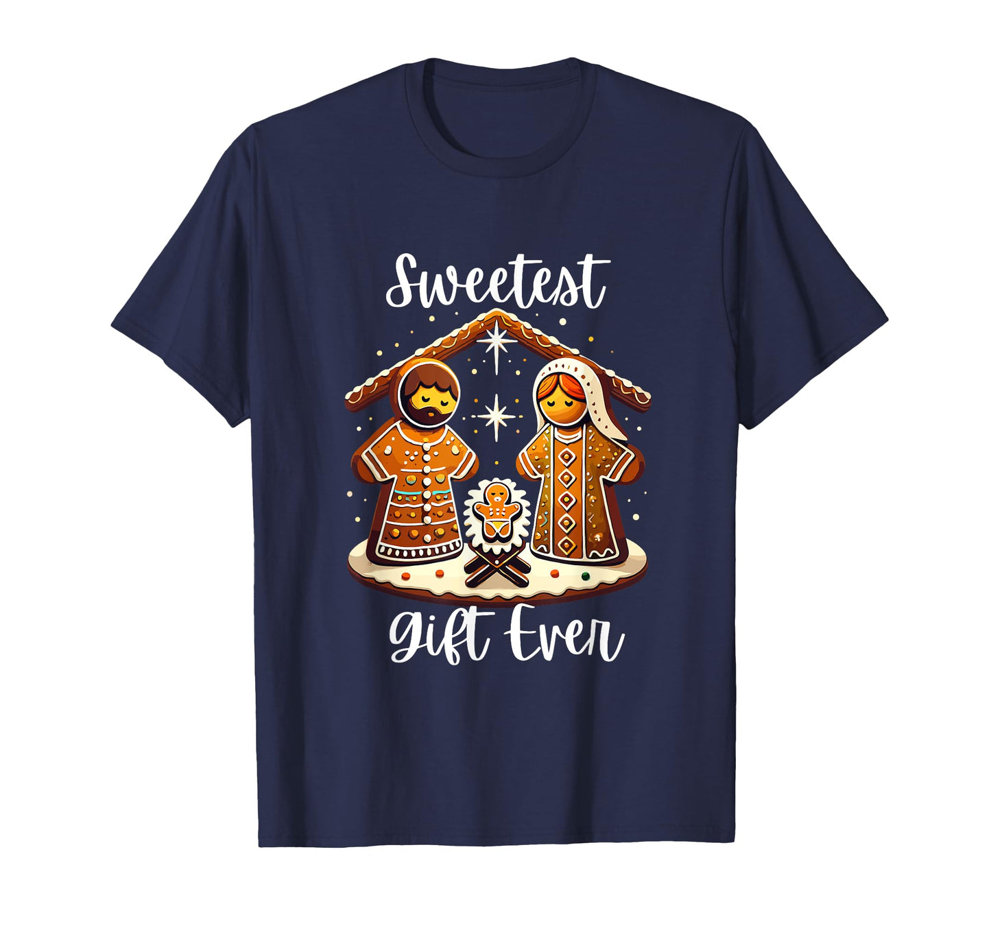 Gingerbread Christmas Nativity Sweetest Ever Jesus Mary T-Shirt