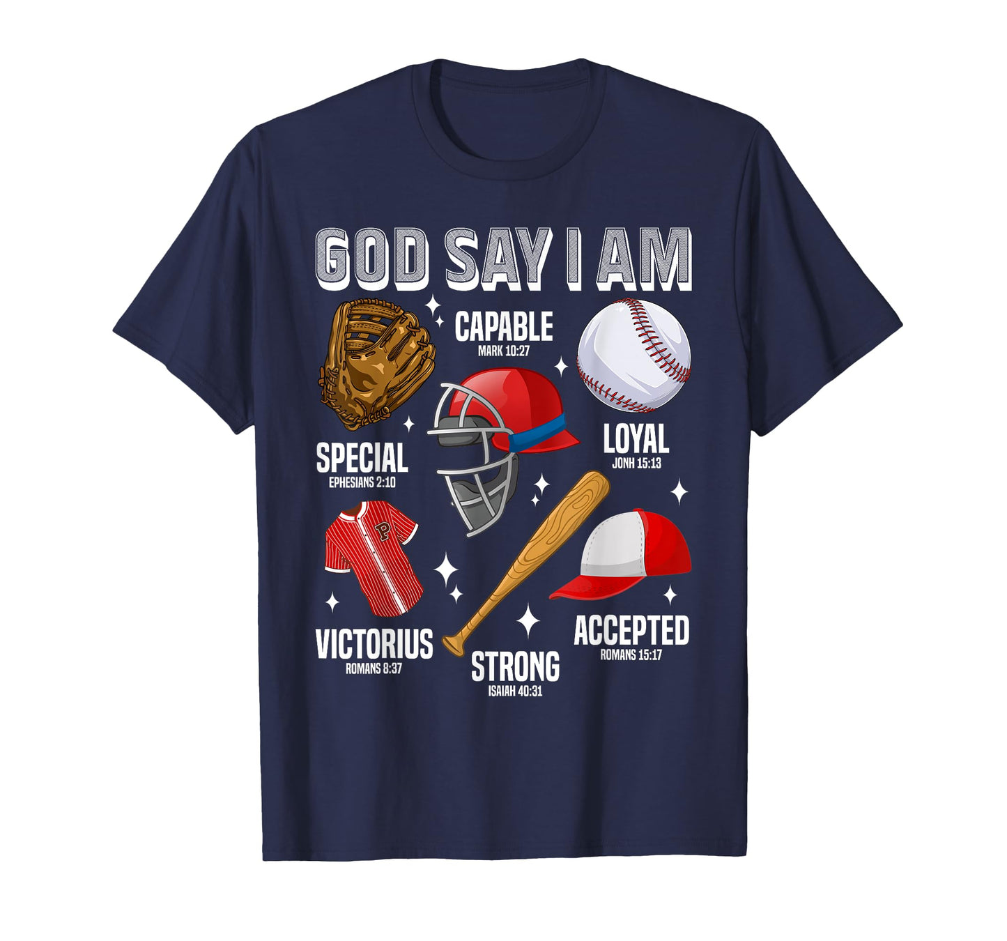 Funny God Says I Am Baseball Player Catcher Pitcher Boys Men T-Shirt