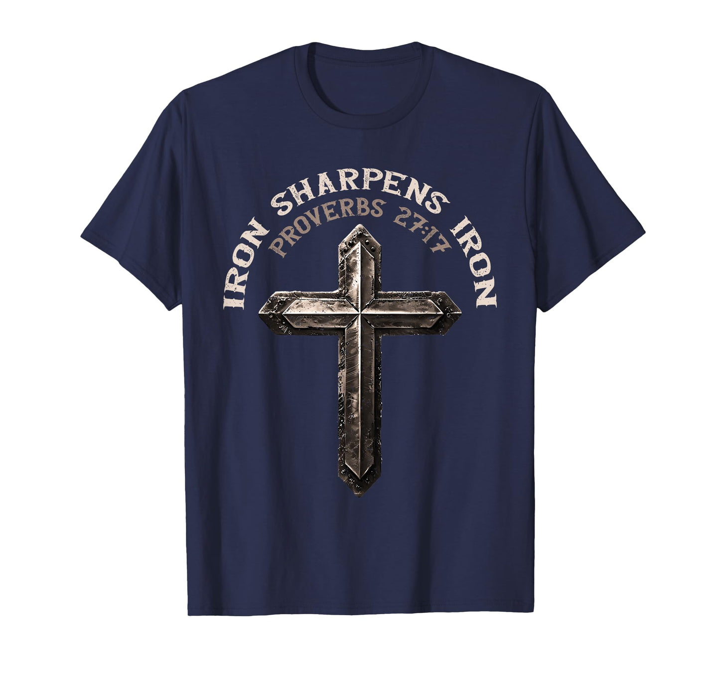 Iron Sharpens Iron Proverbs Christian Gym Workout Cross T-Shirt