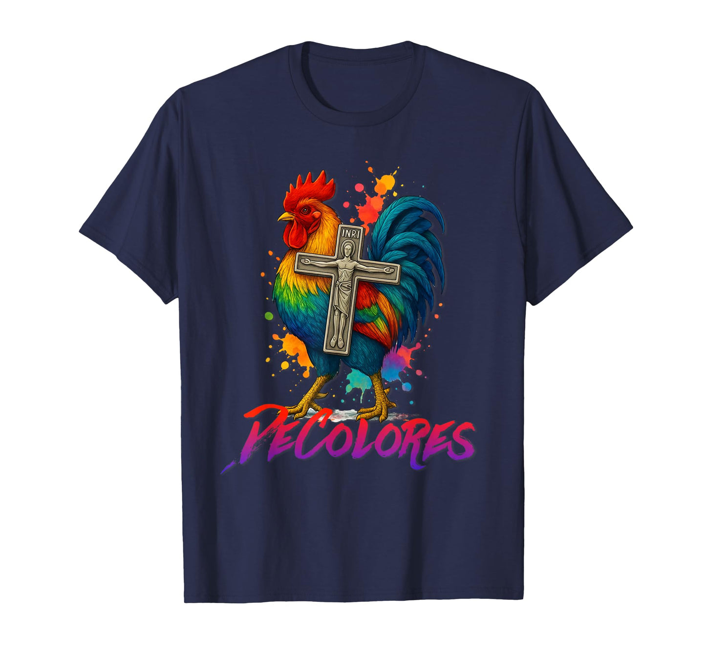 DeColores Cursillo Rainbow Rooster Catholic T-Shirt