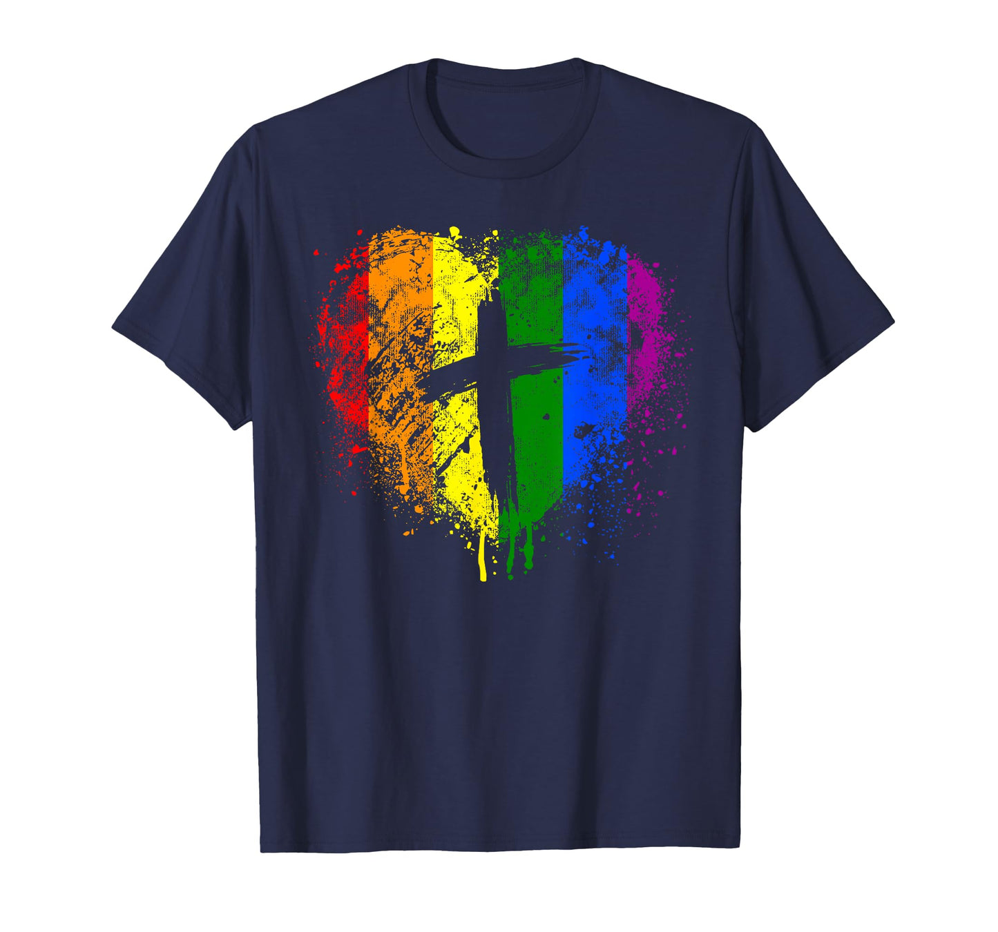 Rainbow Heart with Cross, Christian Religious Gay Pride T-Shirt