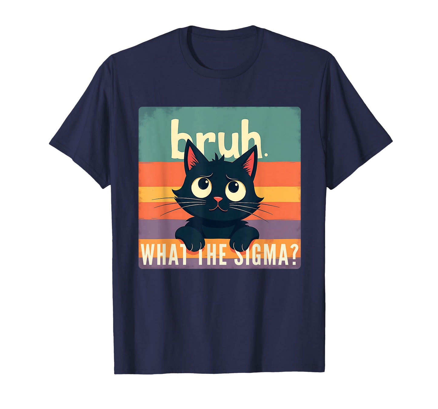 Bruh Cat What The Sigma Funny Meme Vintage Kids Youth T-Shirt