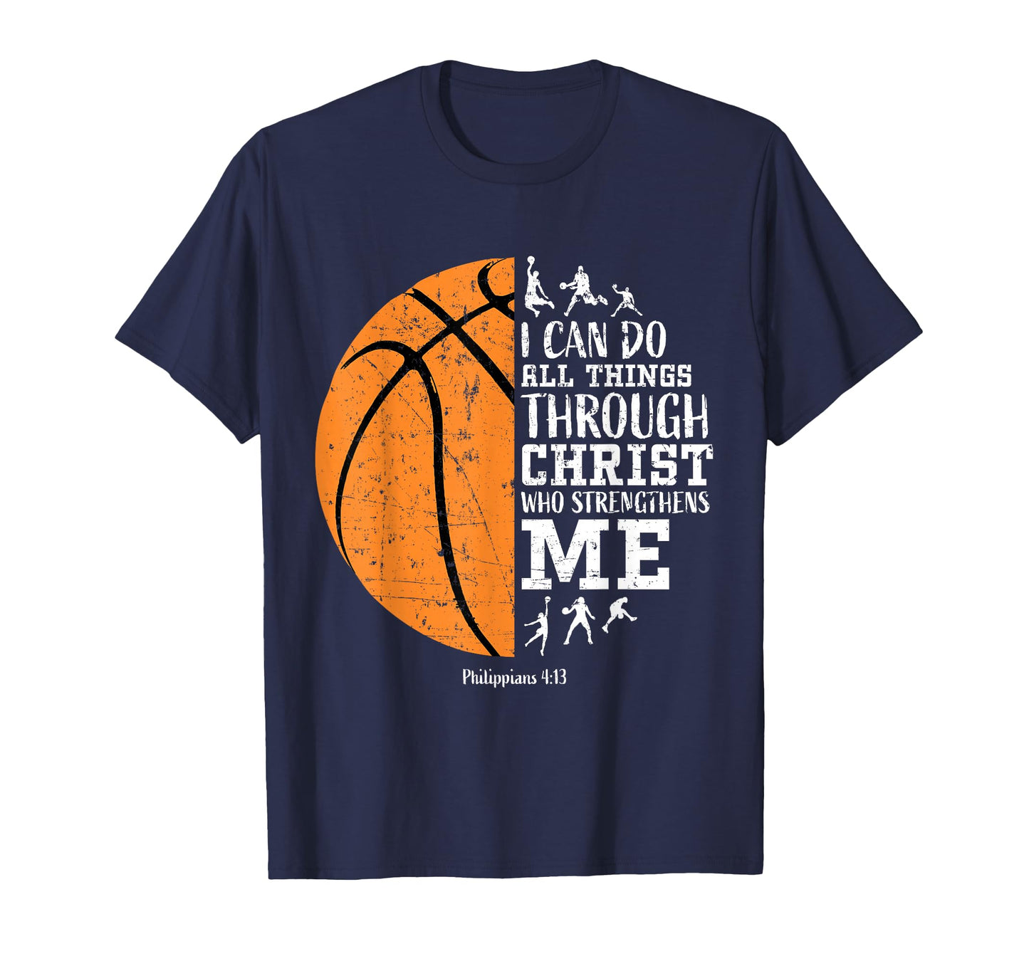 Christian Basketball Gifts Boys Philippians 4:13 Jesus Faith T-Shirt