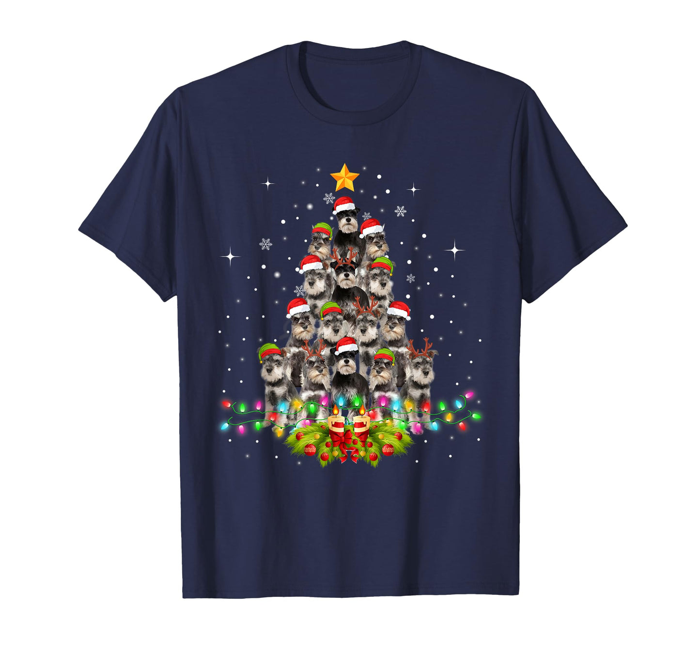 Schnauzer Dogs Tree Christmas Sweater Xmas Pet Animal Dog T-Shirt for Men Women Kids