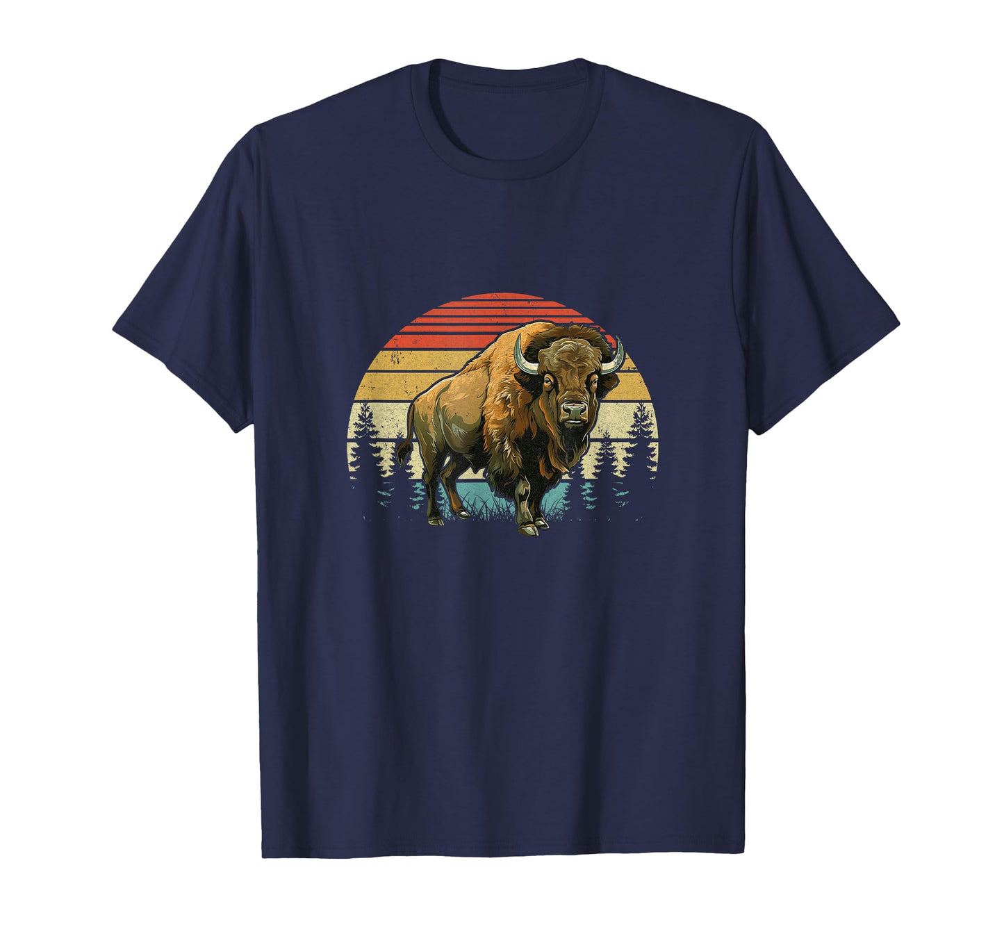 Retro Bison Design For Men Women Kids Buffalo Bison Lovers T-Shirt
