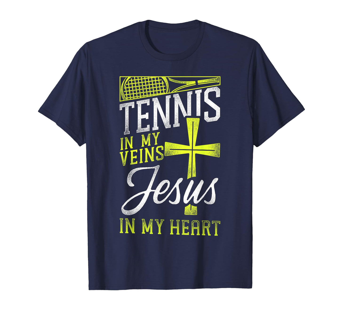 Funny Tennis Player Racket Jesus Faith Christian Tennis In T-Shirt