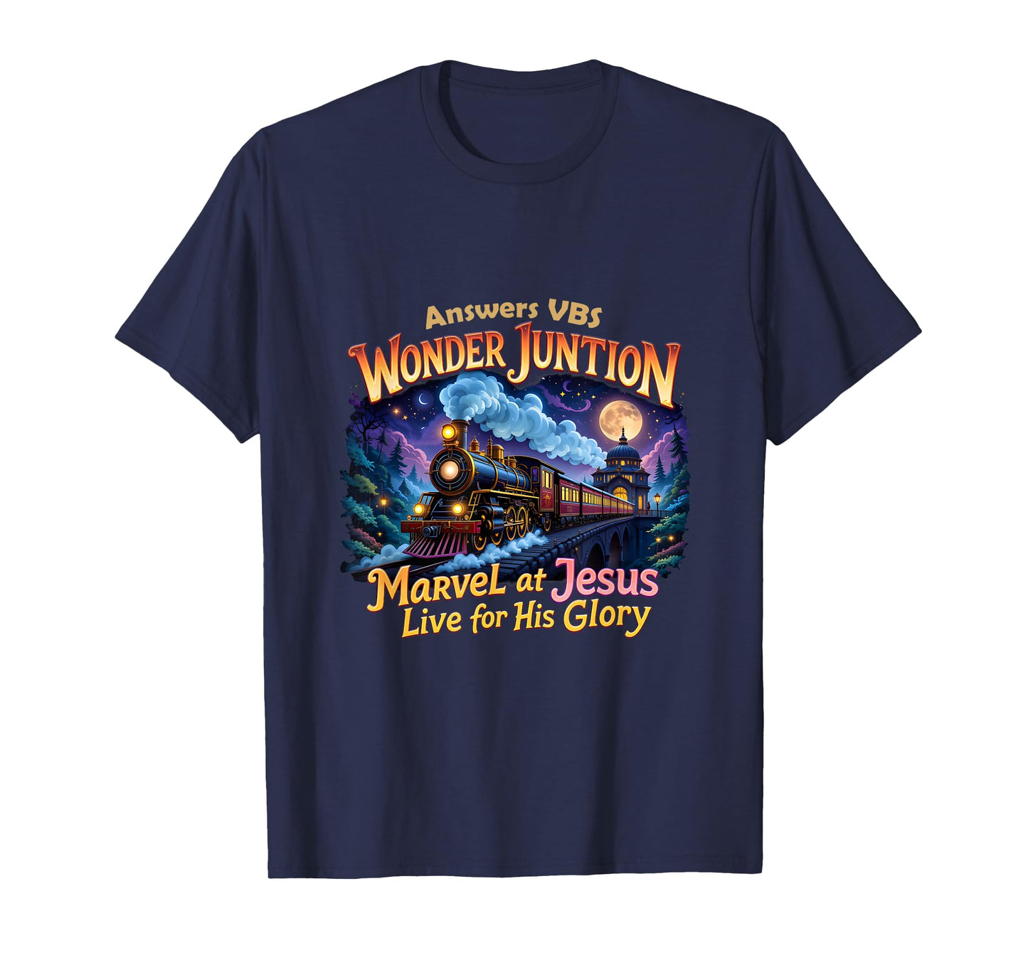 Christian Camp VBS 2025 Wonder His Glory Junction Train T-Shirt