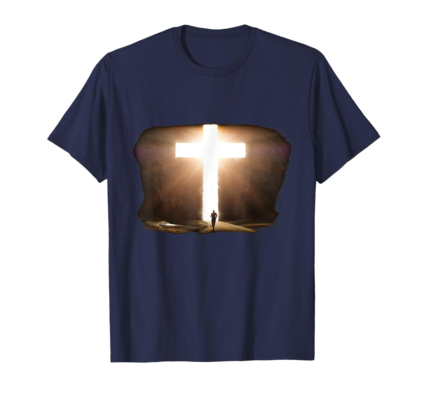 Jesus Christ Faith Cross in the Rock Christian Running Men T-Shirt