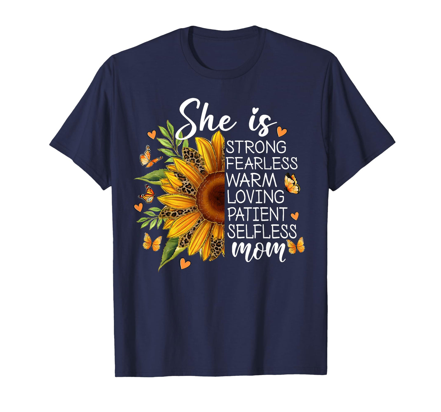 She Is Mom Sunflower Leopard Christian Mom Mother's Day T-Shirt