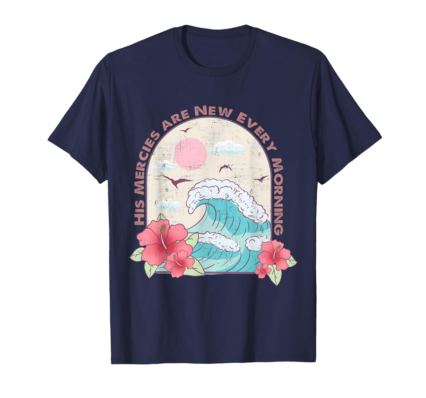 Christian Summer Religious Bible Ocean Wave His Mercy Beach T-Shirt
