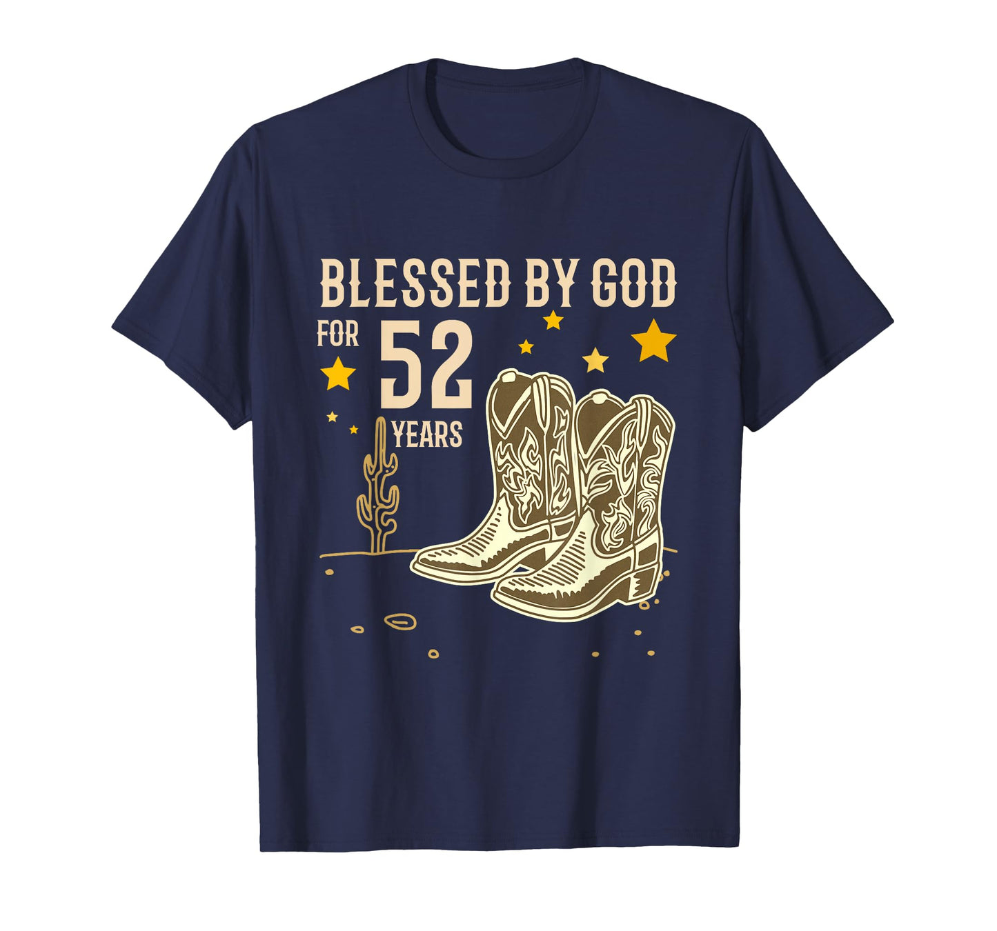 Vintage Blessed by God for 52 Years Cowboy 52nd Birthday Men T-Shirt