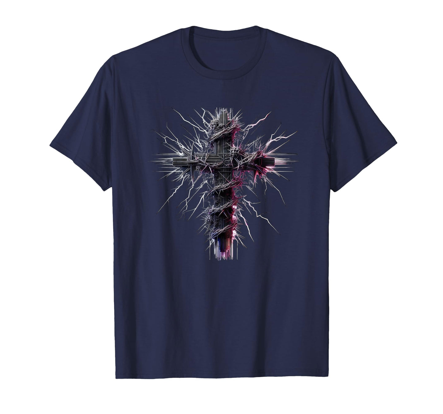 Christian Cross Punk Art Style Distressed Crown of thorns T-Shirt