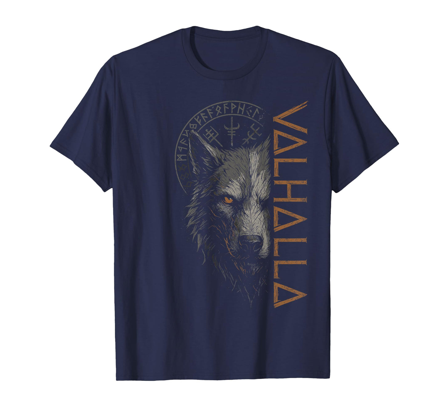 Valhalla Wolf Nordic Compass Odin Runes Vikings Vegvisir T-Shirt
