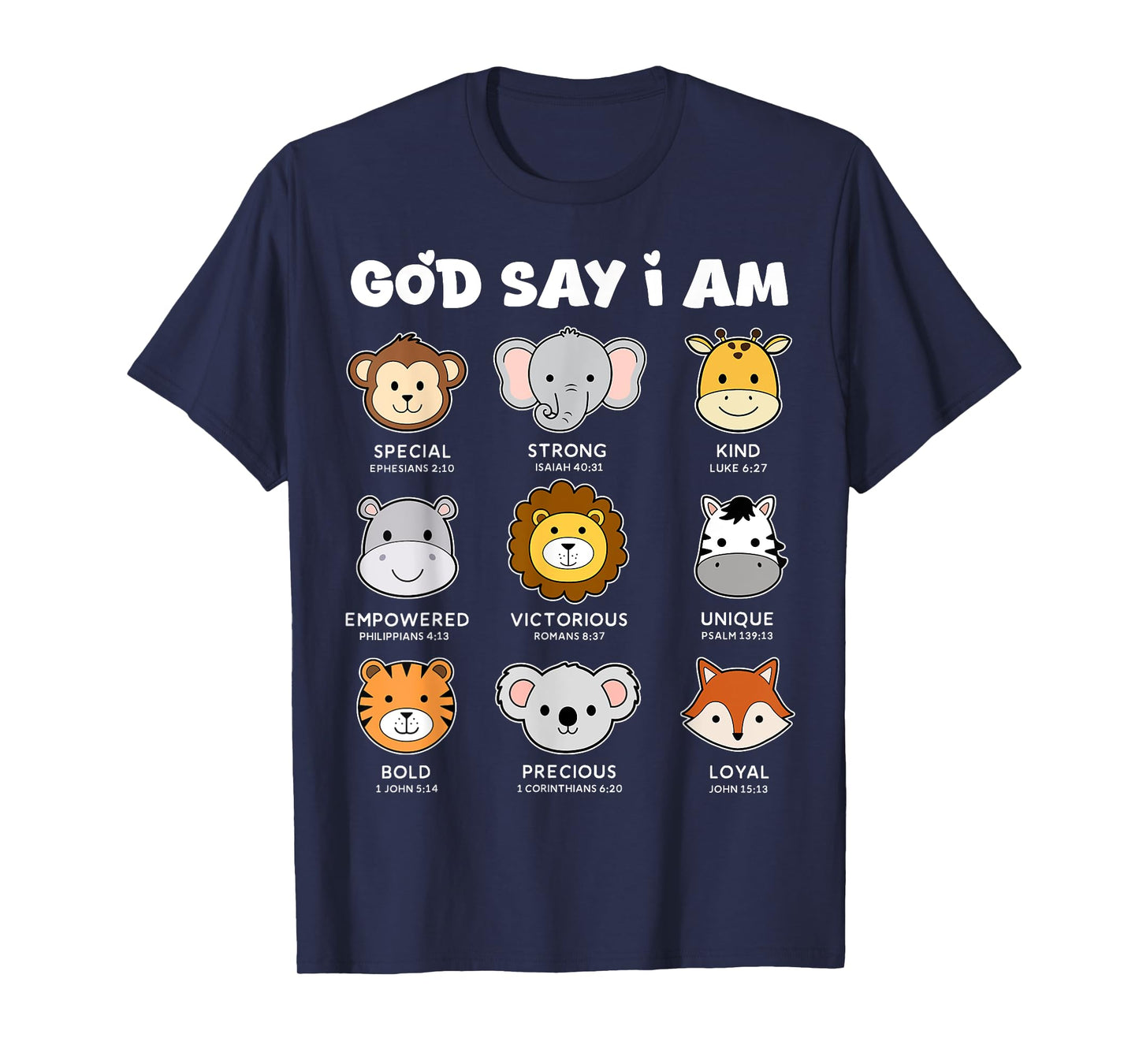 God Say I Am Strong Funny Zoo Animals Toddler Boy Kids Son T-Shirt