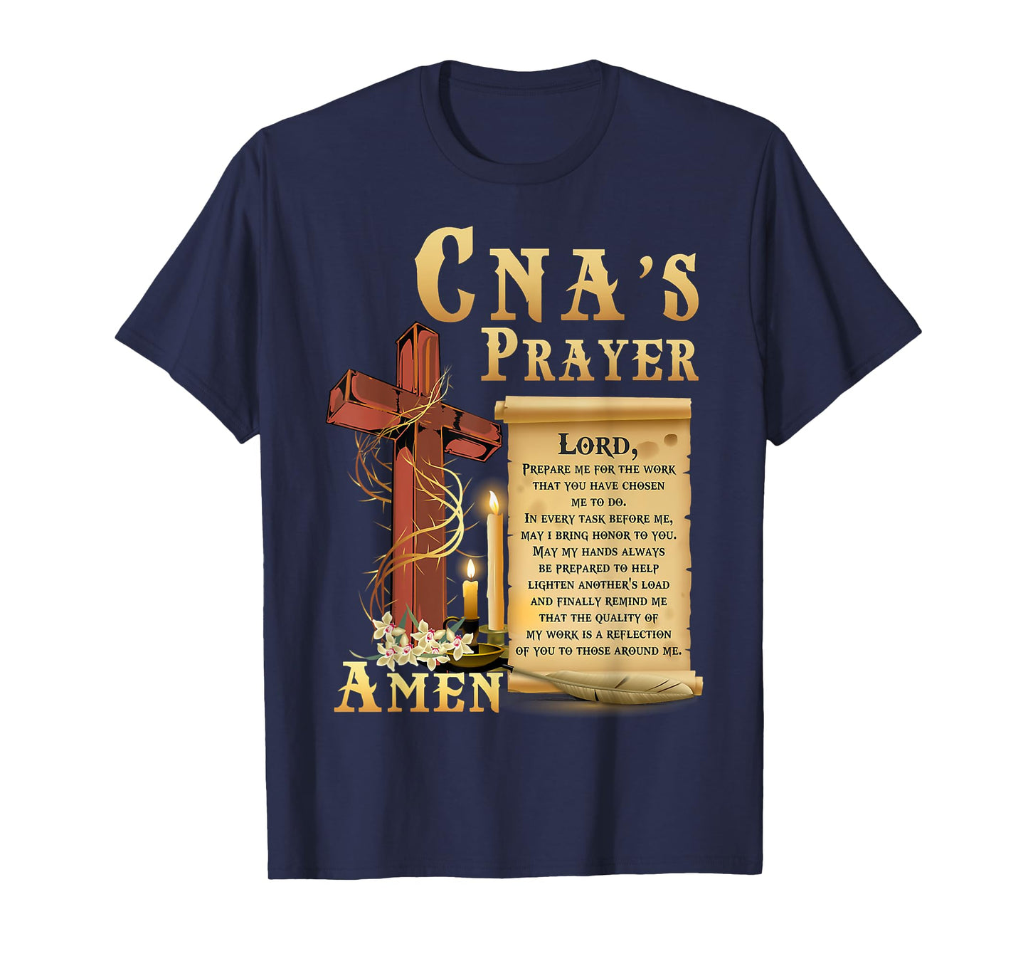 CNA Prayer Amen Certified Nursing Assistant Jesus Christian T-Shirt