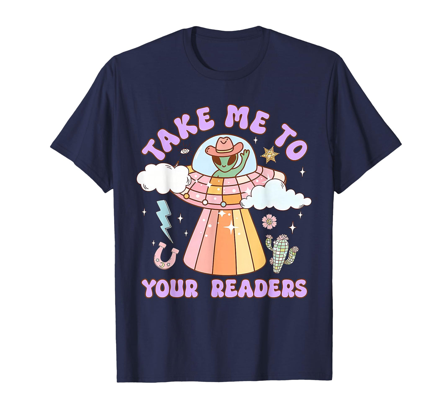 Vintage Retro Take Me to Your Readers Alien Graphic Tee T-Shirt