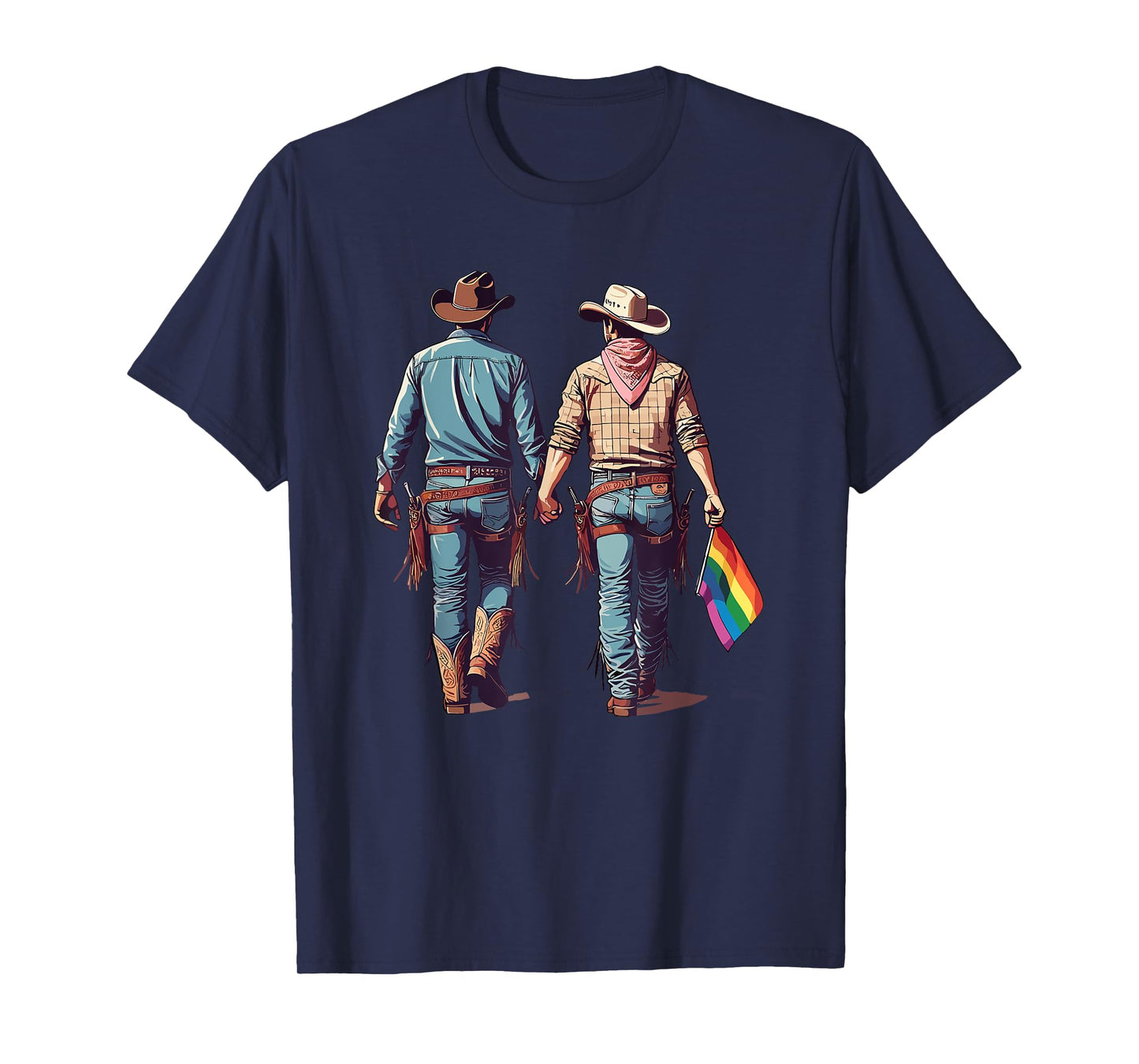 Gay Cowboy Western LGBTQIA Cowboys Holding Hands T-Shirt