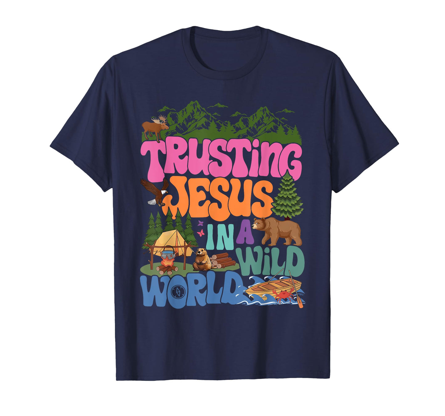 Groovy Trusting Jesus In A Wild World VBS 2025 True North T-Shirt