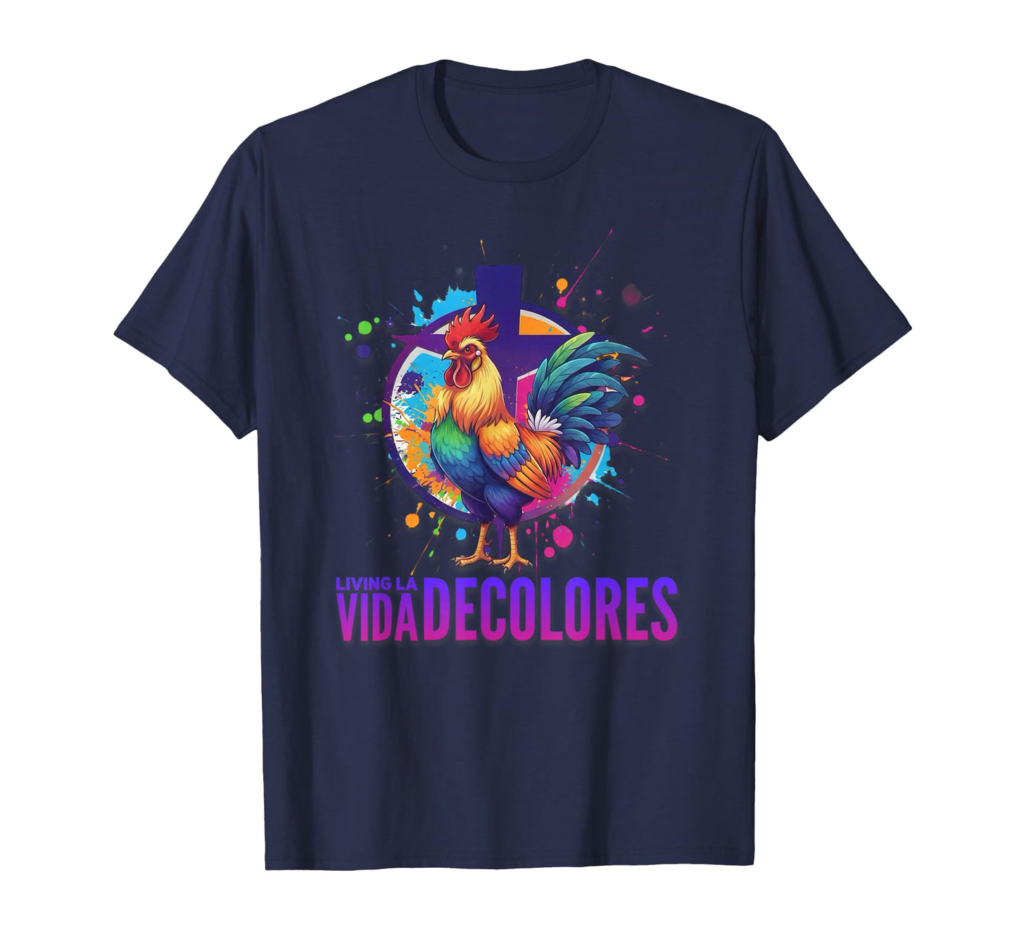 DeColores Cursillo Rainbow Rooster Catholic T-Shirt