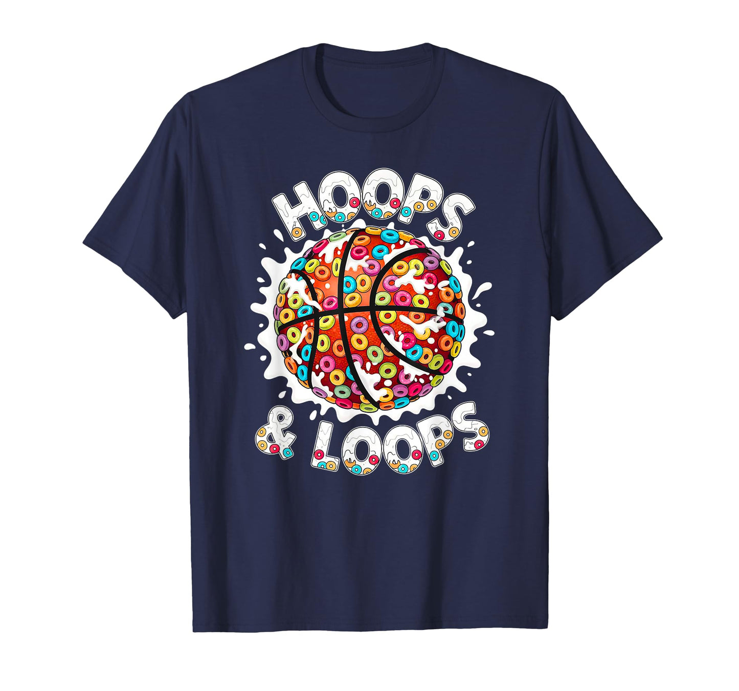 Loops & Hoops Basketball Slam Dunk Colorful Basketball Drip T-Shirt