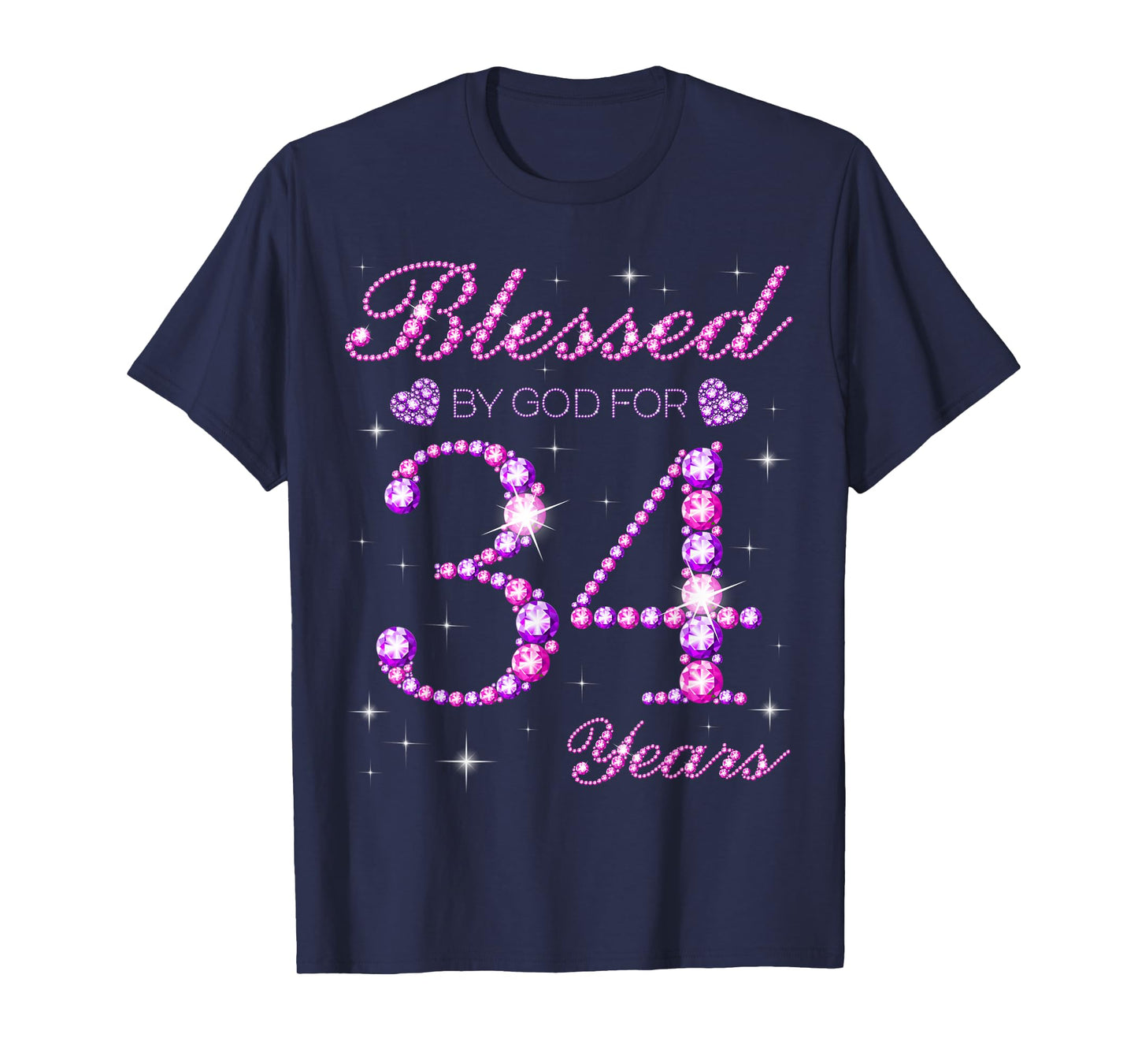 Blessed by God for 34 Years Old 34th Birthday Party T-Shirt