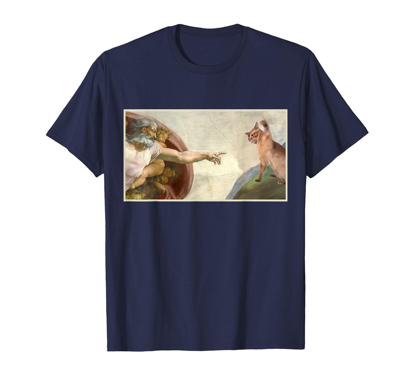 Almighty Slap Funny Cat God Creation of Adam Meme Jesus Art T-Shirt for Men Women Kids