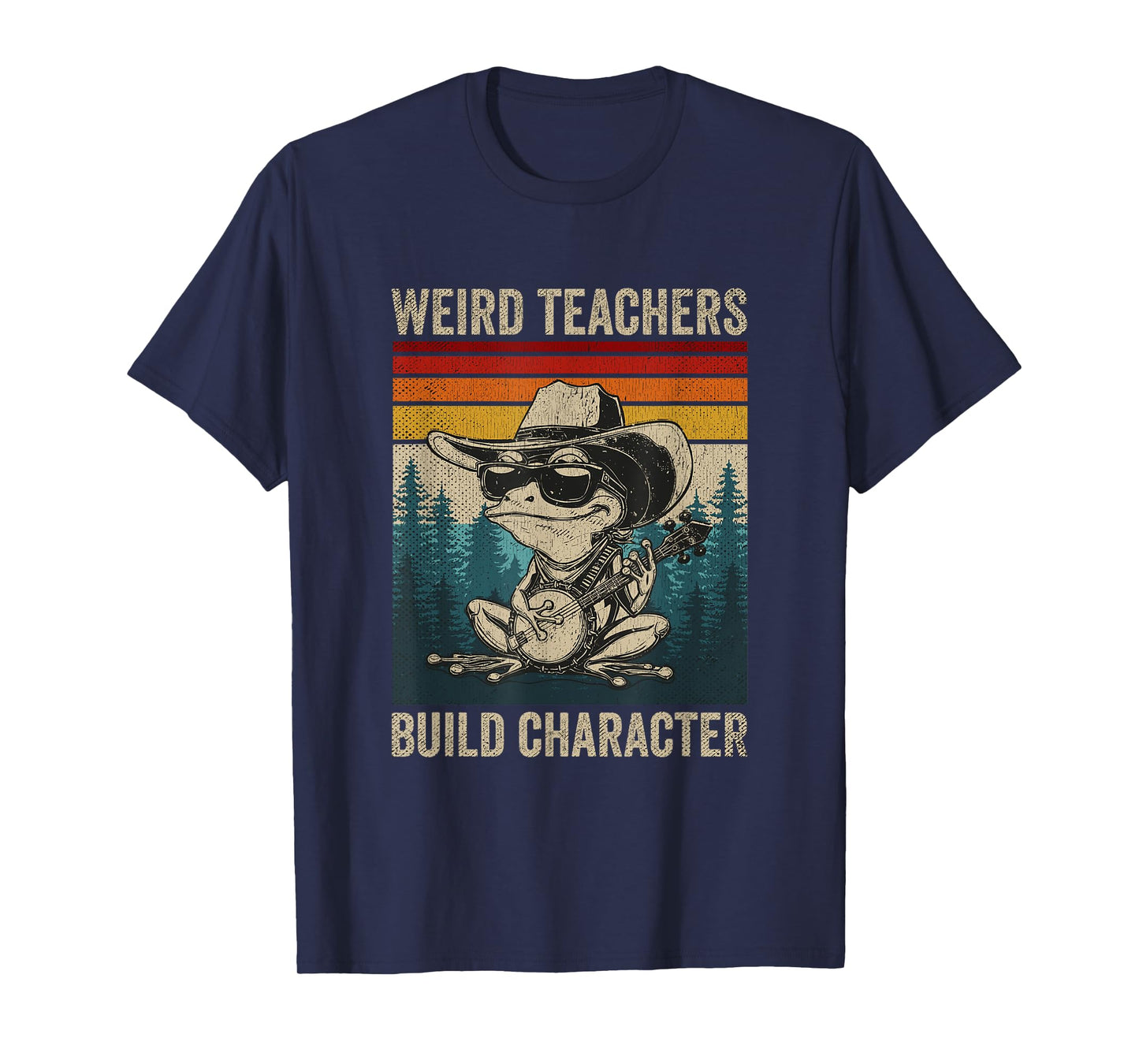 Weird Teachers Build Character Funny Teacher Retro Frog T-Shirt