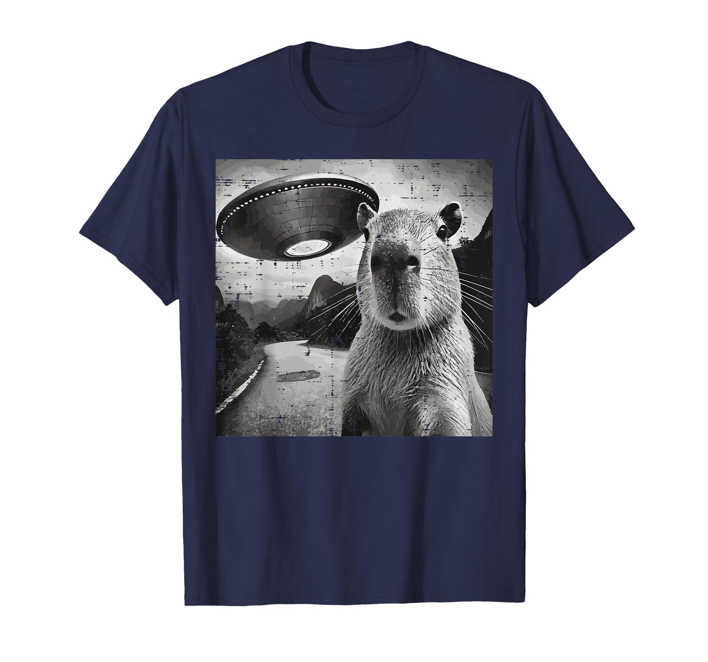 Capybara Ufo Selfie Funny Meme Rodent Alien Men Women Kids T-Shirt
