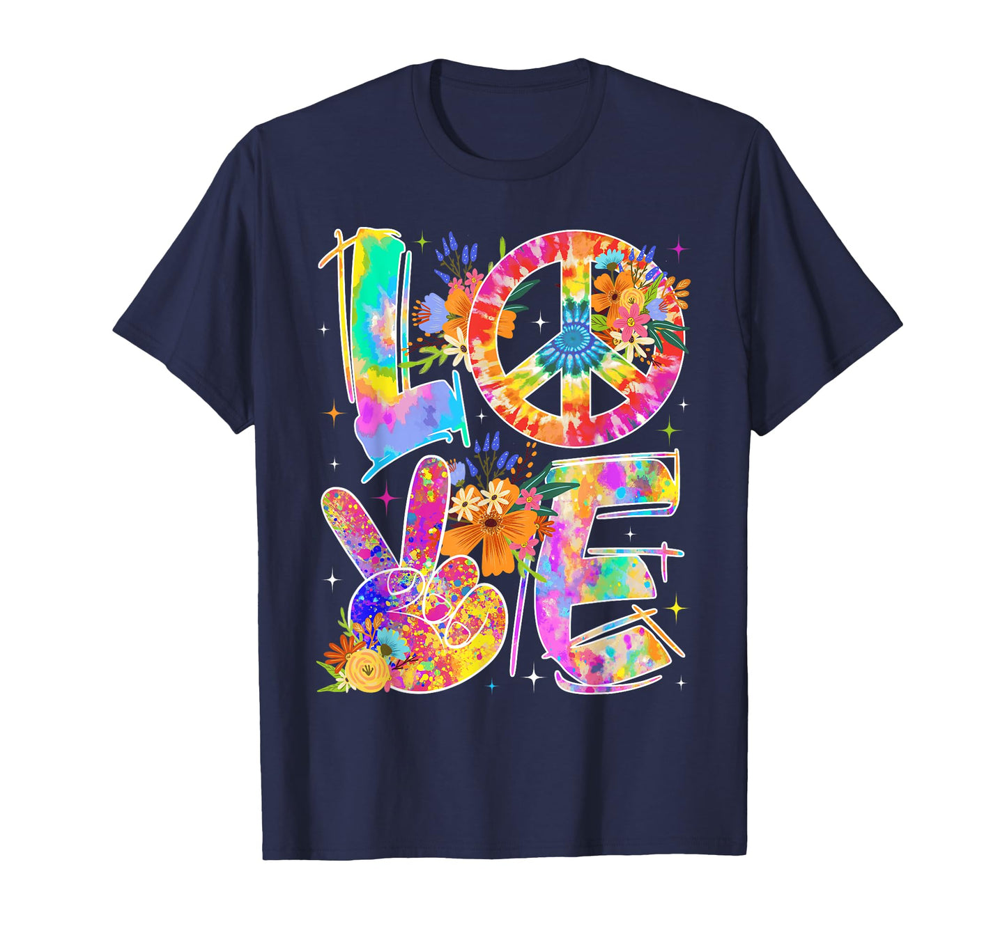 Groovy Hippie Style Love Tie Dye Peace Sign World Peace Day T-Shirt