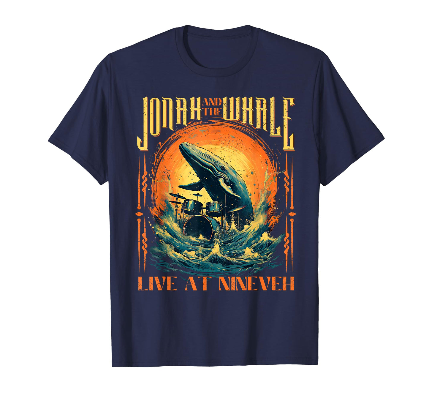 Christian Gift for Men Jonah Whale Funny Rock Band Vintage T-Shirt