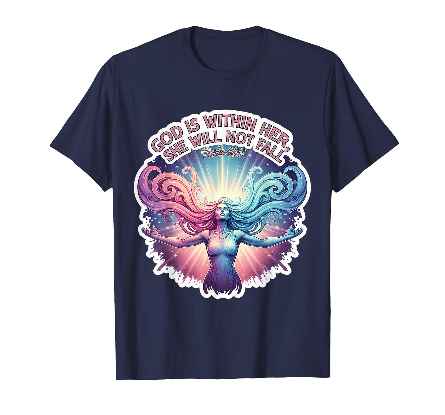 God is Whithin Her She Will Not Fall Christian Bible Womens T-Shirt